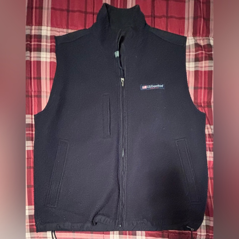 Reversible Fleece/Nylon Vest with High Collar and Zipper Closure
